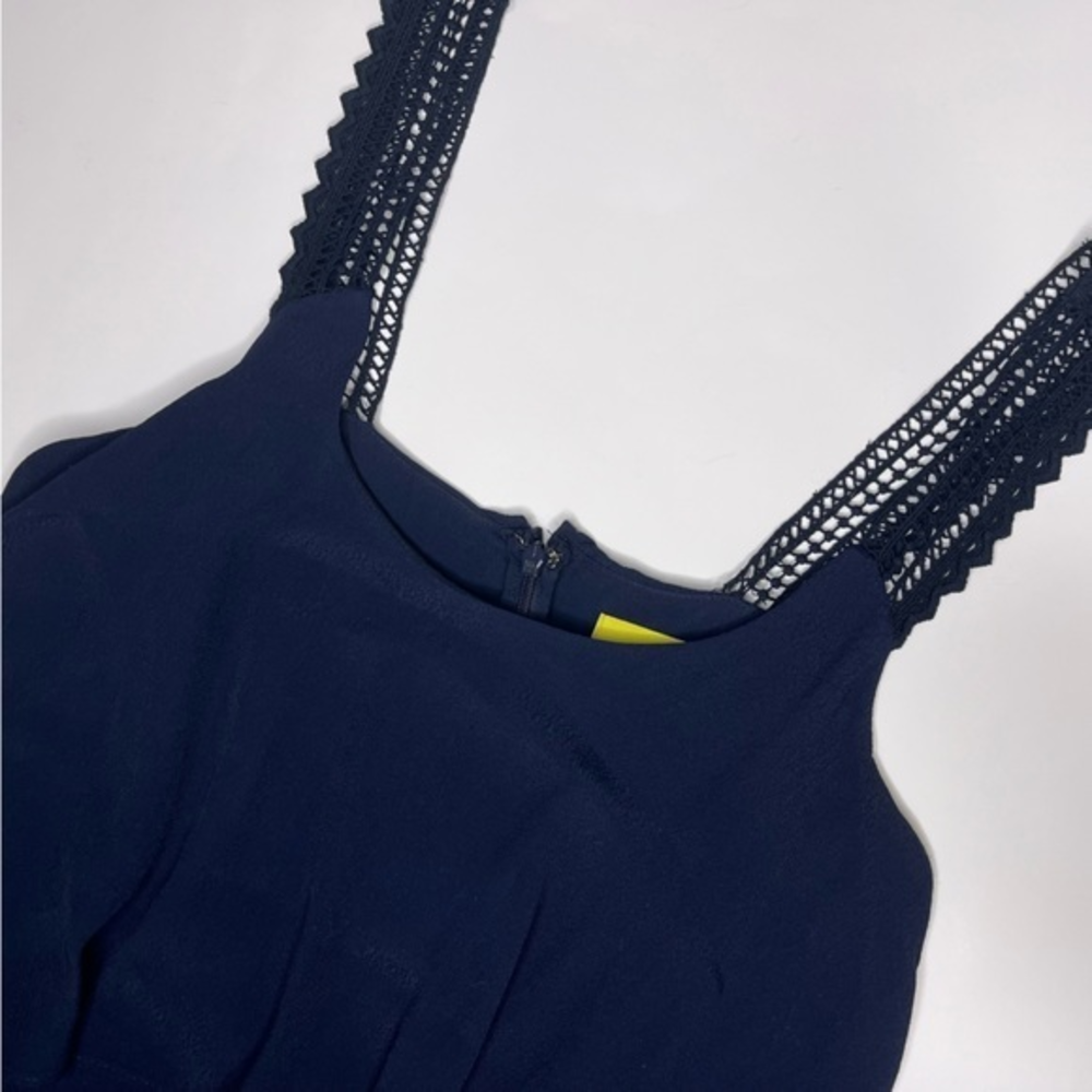Anthropologie Maeve Navy Sleeveless Crochet‎ Ruffle Mini Dress Size 4